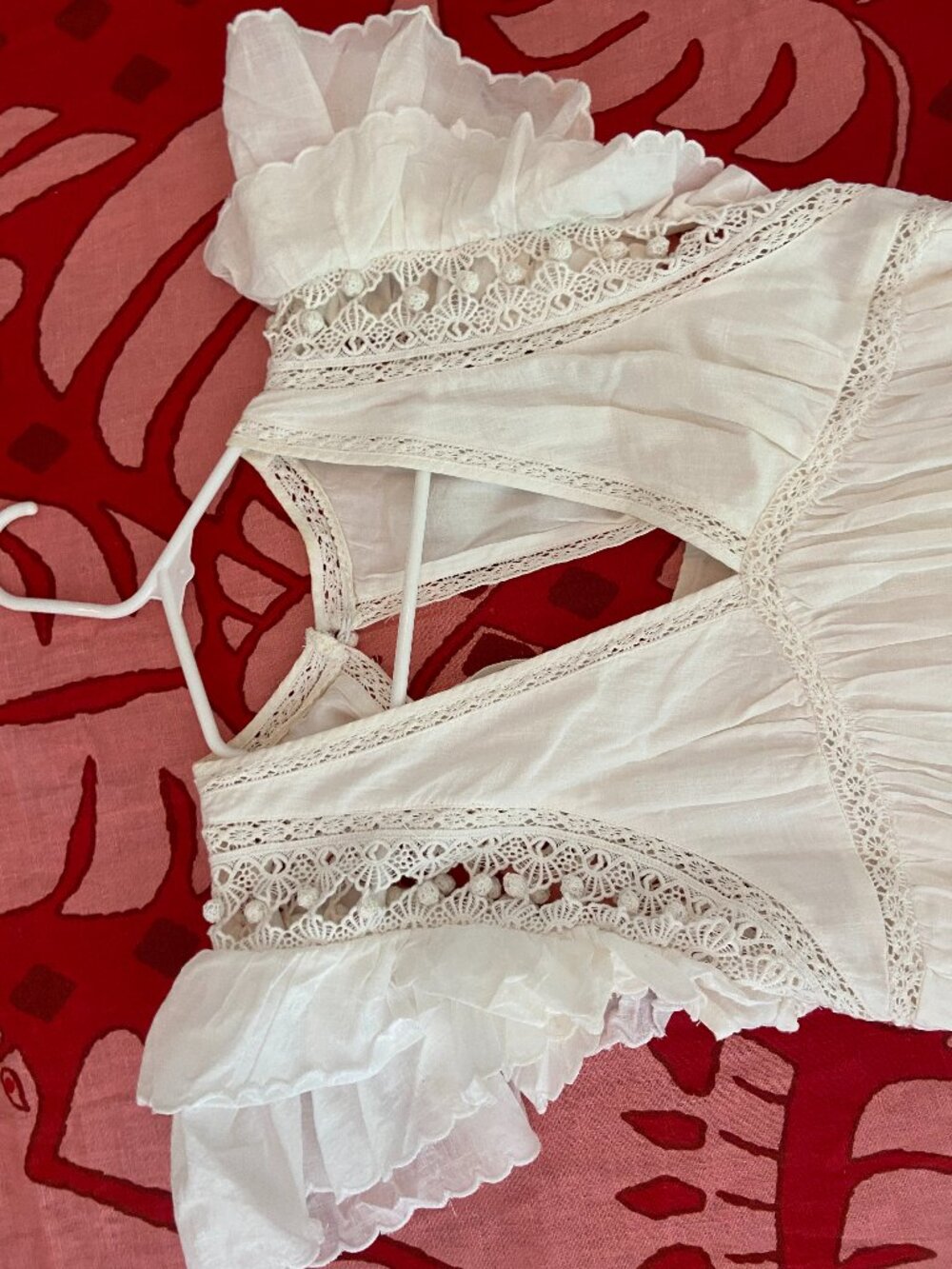 Anthropologie Lace Trim and Detailing White Mini Dress